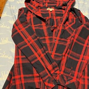 Skies Are Blue Red and Black Plaid Shirt